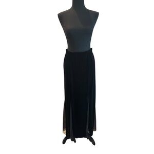Niki by Niki Livas Black Velvet Sheer Panel Maxi Skirt M Goth Formal Vintage Y2K